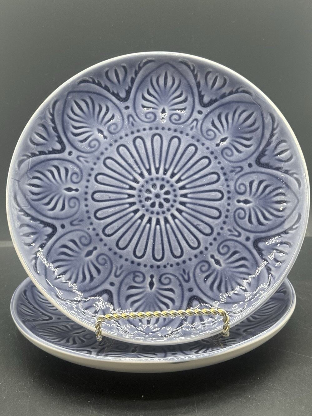 Pfaltzgraff Carmela Dolce Cobalt Blue Salad Plates 8.5" Set of-2 Stoneware